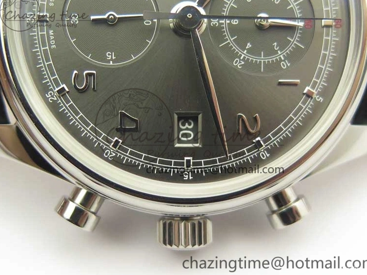 MIROTIME 0320 Portuguese Chrono SS ZF 1:1 Best Edition Gray Dial SS On Black Leather Strap A ZipUp 7215